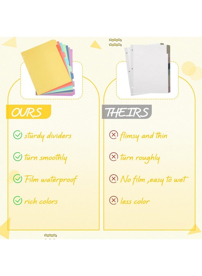 Honoson 12 Sets 8 Tab Binder Dividers For 3 Ring Binders 8.5 X 11 Inch Paper Multicolor Dividers With Plastic Film 3 Hole Punched Page Dividers Sturdy Binder Index Dividers For School (Bright Color)  - Image 5