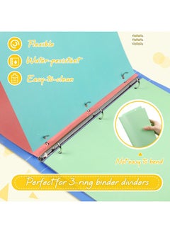 Honoson 12 Sets 8 Tab Binder Dividers For 3 Ring Binders 8.5 X 11 Inch Paper Multicolor Dividers With Plastic Film 3 Hole Punched Page Dividers Sturdy Binder Index Dividers For School (Bright Color)  - Image 3