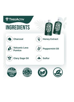 TreeActiv Acne Face Wash Sulfur & Charcoal 3.4 fl oz 100ml  - Image 2
