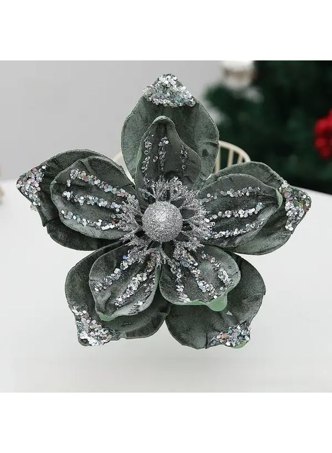 Dark Green Artificial Poinsettia Flower 21cm No Maintenance Holiday Decor - Image 5