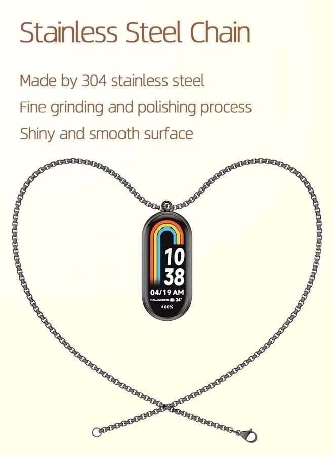 Xiaomi Band 8 Strap Metal Joint Grain Accessory Necklace String Pendant Black - Image 5
