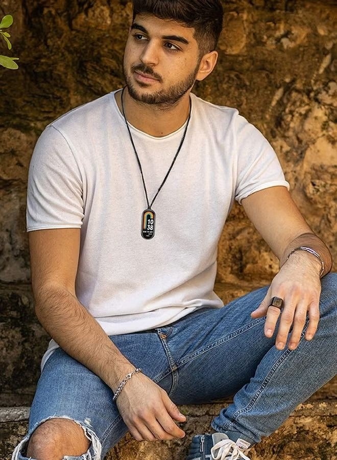 Xiaomi Band 8 Strap Metal Joint Grain Accessory Necklace String Pendant Black - Image 4