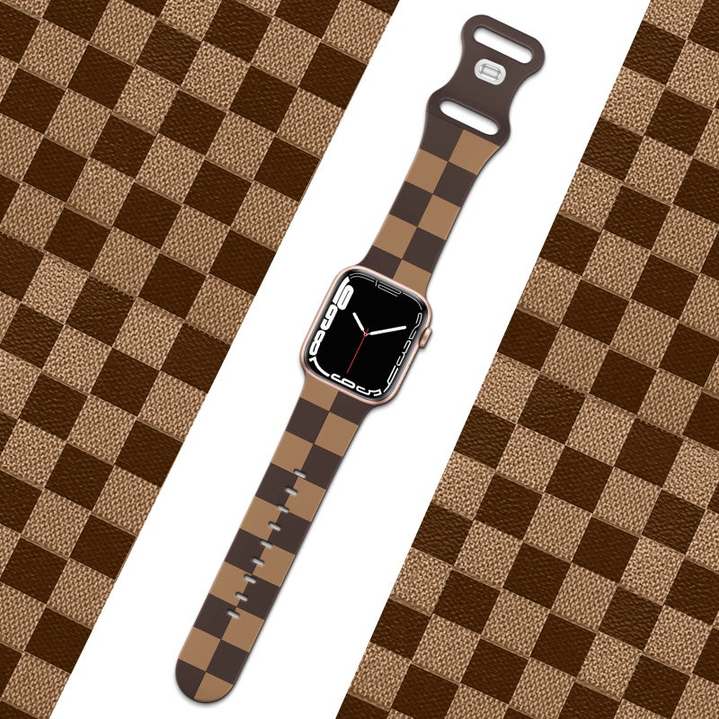 Doasuwish Luxury Checkered Designer Bands Compatible with Apple Watch Band 38mm 40mm 41mm Women Men,Soft Silicone Sport Strap Replacement Wristbands for iWatch Series 11 10 9 8 Ultra/2/3 7 6 5 4 3 2 1 SE/3 - Image 3