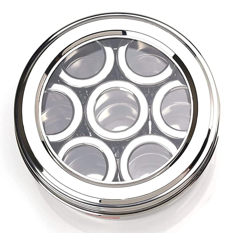 Yes Kitchen 7 IN 1 Stainless Steel Masala Box for Kitchen Spice Box Masala Container Masala Dani with individual See through lid 1 Spoon - Image 3