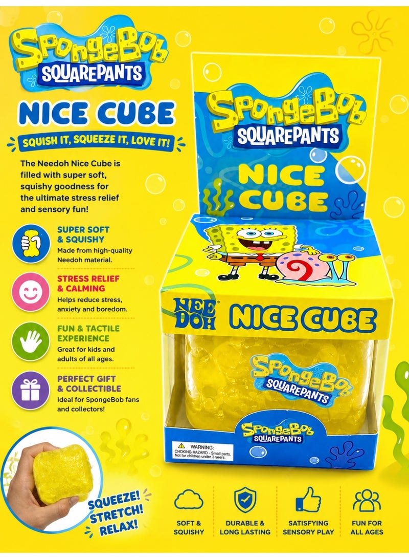 Nee Doh Sponge Bob Limited Edition Nice Cube Stress Relief Fidget Toy, Soft Squishy Sensory Squeeze Cubes, - Image 2