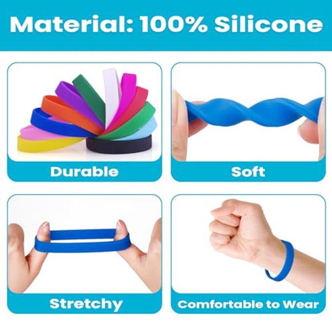 GOGO 12 PCS Adult Rubber Bracelets, Silicone Wristbands, Party Accessories Black - Image 3