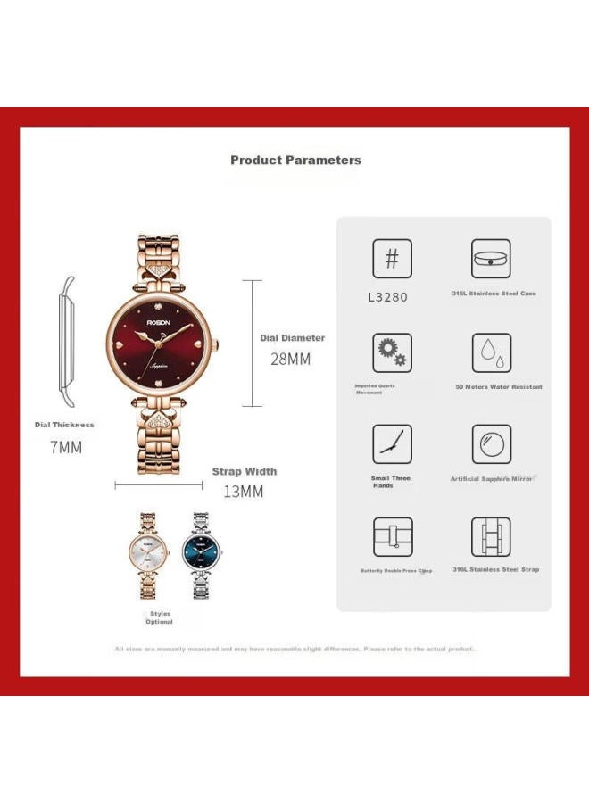 ROSDN Ros Dn Women's Watch, Fashionable And Elegant Ultra-thin Waterproof Ladies Watch, Top Ten Brands Birthday Gift For Girlfriend, Boutique Editio - Image 3