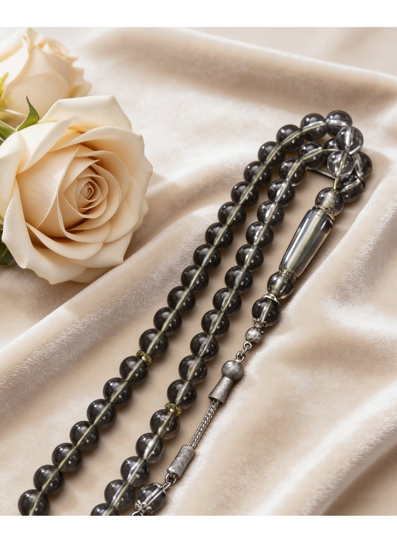 اسم المحتوى ناريلا 33 Pcs Dark Green Faceted Diamond Muslim Tasbih Prayer Beads Vintage Hollow Islamic Silver Pendant Adjustable Portable Dhikr Counting Rosary For Home Mosque Worship Single Pack - Image 2