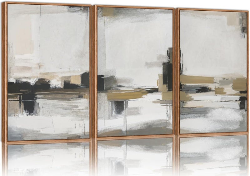 EMODA مجموعة لوحات جدارية قماشية مكونة من 3 قطع بإطار خارجي، مقاس كل منها 30 × 40 سم، مطبوعات قماشية مؤطرة فاخرة لغرفة المعيشة وغرفة النوم والمكتب وديكور المنزل، مجموعة فنية حديثة لتزيين الجدران - Image 1