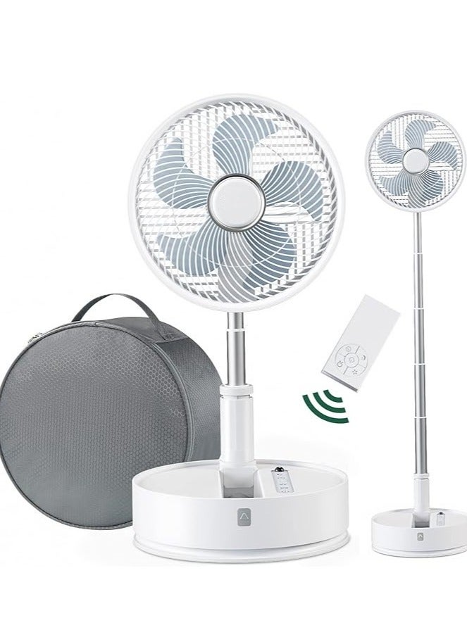 Portable Standing Fan with Remote Control 10" Foldable Fan Standing Timer 7200mAh Adjustable Height Floor Fan Quiet with Bag 5 Speeds Desk Fan for Bedroom Home Office Camping  - Image 1