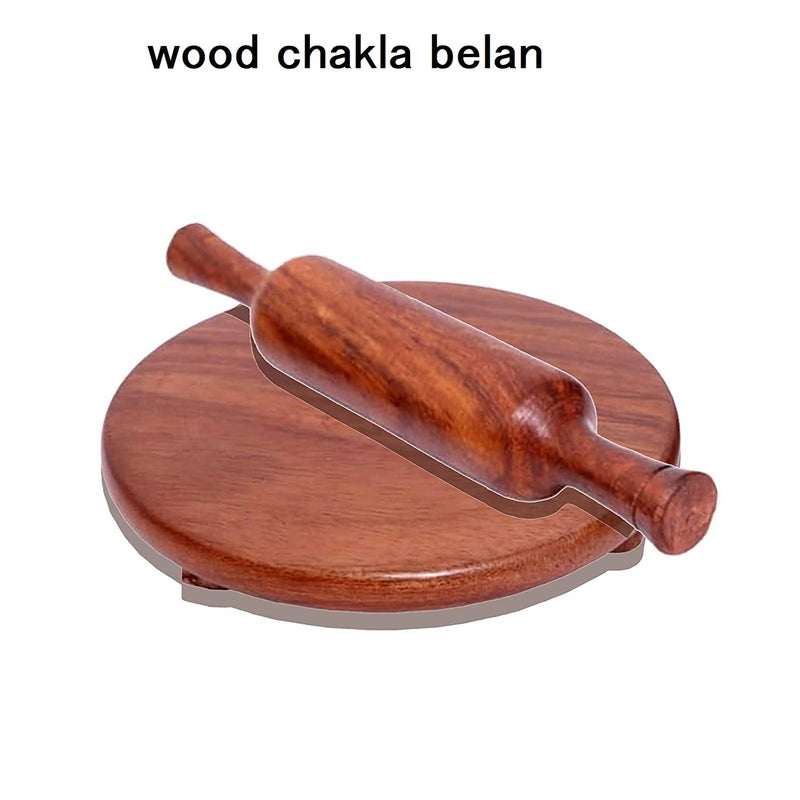 RSPTJM Chakla Belan 10inch Diameter Roti makerchapati maker solid wood rolling pin Boards Belan 12 inch Set Roti Maker for Home chakla belan for kitchen Kitchen Brown - Image 4