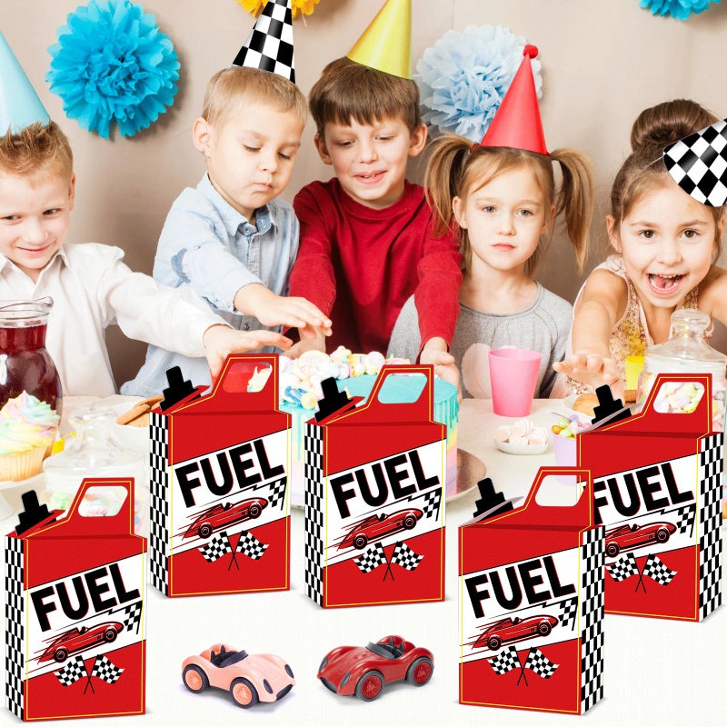 ojustbeok 12PCS Race Car Fuel Can Treat Boxes Racing Birthday Party Supplies Black And White Checkered Flag Party Boxes Racing Popcorn Candy Cookie Container for Wedding Bridal Baby Shower Party Favor Decor - Image 5