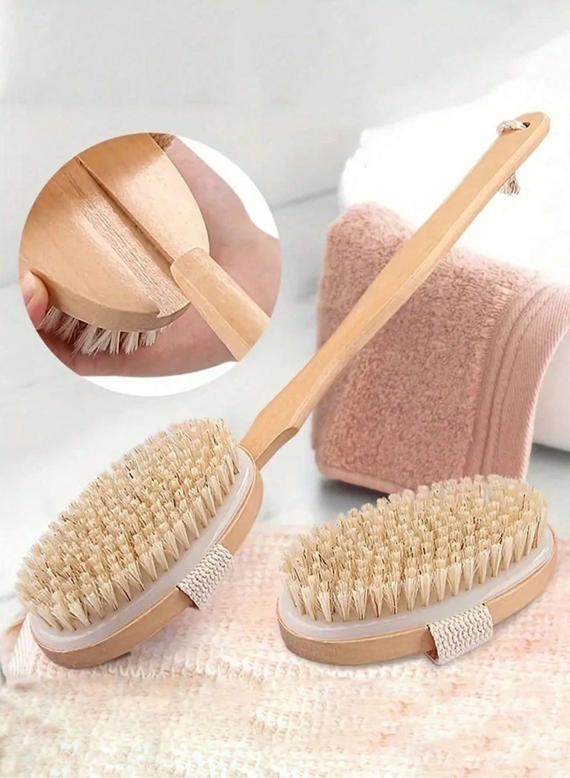 شي إن فرشاة استحمام بشعيرات طبيعية قابلة للإزالة – لتقشير الجسم وتدليك الظهر للبشرة الناعمة - Image 4
