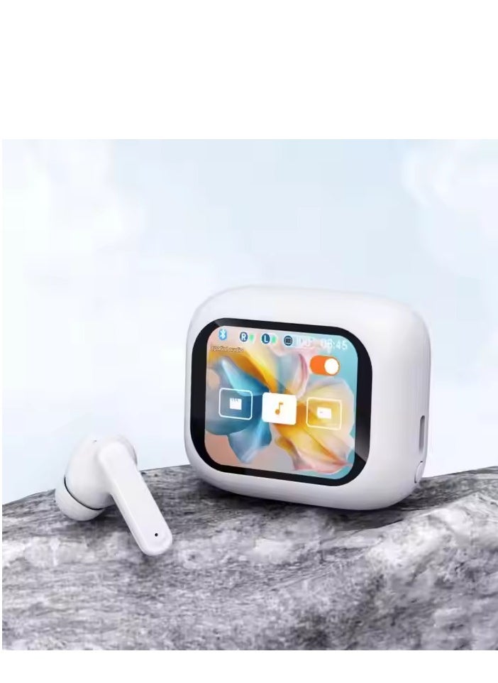 Generic Smart Touch Screen Bluetooth Earphone ANC+ENC Noise Cancelling Wireless Bluetooth Earbuds with LCD Display  - Image 1