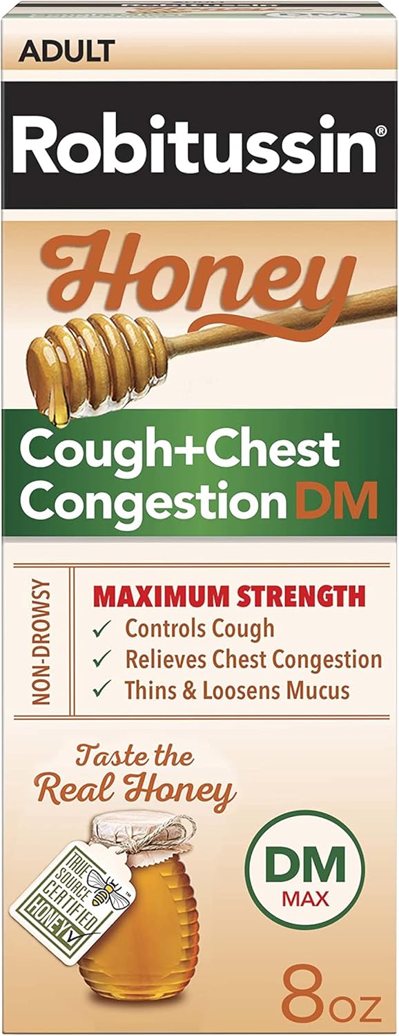 Robitussin Honey DM Max Cough Plus Chest Congestion Adult Formula 8 Fl Oz - Image 1