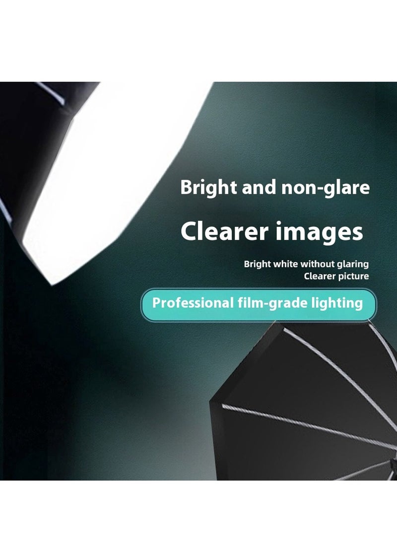 غرانفين مجموعة إضاءة تصوير صغيرة محمولة، مصابيح RGB بقوة 150 وات مع جهاز تحكم عن بعد، وصناديق إضاءة ثمانية الأضلاع مقاس 50 سم وحامل لتسجيل الفيديو وتصوير المنتجات الصغيرة - Image 3