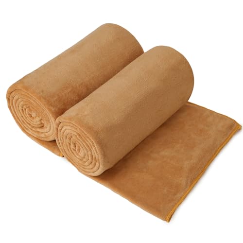 JML Microfiber Bath Towels Bath Towel 2 Pack 30 x 60 Oversized Soft Super Absorbent and Fast Drying Bathroom Towels for Beach Sport Fitness Yoga Beige