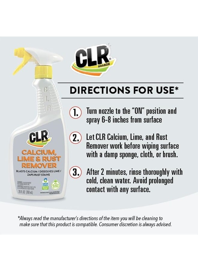 CLR Calcium, Lime & Rust Remover, Blasts Calcium, Dissolves Lime Deposits, Zaps Stubborn Rust Stains and Hard Water Deposits, 26 Ounce Spray Bottle (Pack of 2)  - Image 3