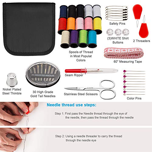 OKOMER Sewing Kit, Sewing Kits for Adults, Okom 68Pcs Thread for Sewing, Sewing Supplies, Sew Kit for Home,Traveler, DIY, Gifts for Women, Stocking Stuffers for Teen Girls, Christmas Gifts for Grandkids(S) - Image 3