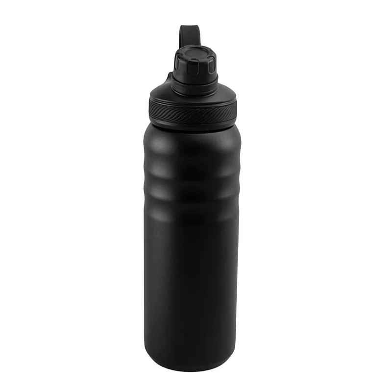 Hans Larsen Black Hans Larsen Cento Double-Walled Stainless Steel Vacuum Flask 720ml Hot And Cold Insulated Sports Water Bottle, Leak-Proof Lid with Carry Loop, Durable Travel Flask for Daily Use - Black  | Best Price UAE