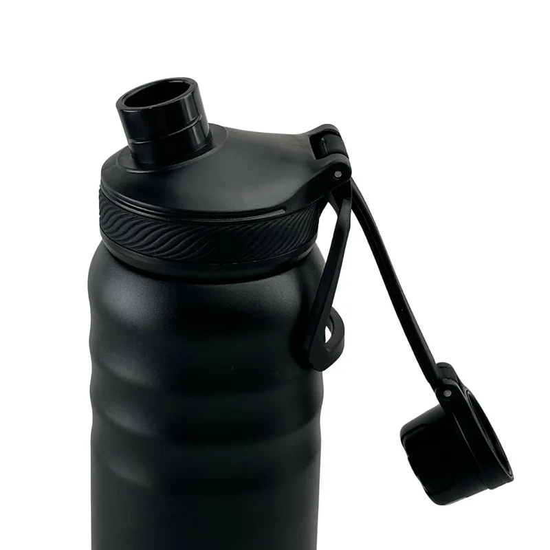 Hans Larsen Black Hans Larsen Cento Double-Walled Stainless Steel Vacuum Flask 720ml Hot And Cold Insulated Sports Water Bottle, Leak-Proof Lid with Carry Loop, Durable Travel Flask for Daily Use - Black  | Best Price UAE