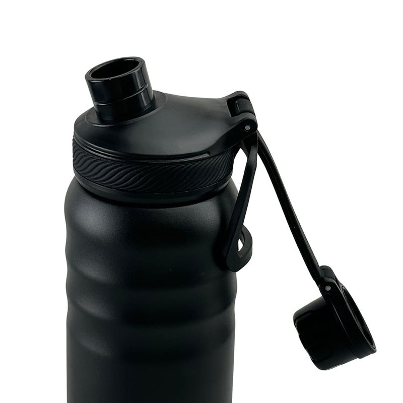 Hans Larsen Cento Double-Walled Stainless Steel Vacuum Flask 720ml Hot And Cold Insulated Sports Water Bottle, Leak-Proof Lid with Carry Loop, Durable Travel Flask for Daily Use - Black - Image 3