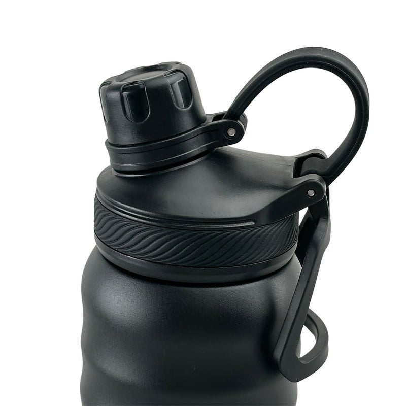 Hans Larsen Cento Double-Walled Stainless Steel Vacuum Flask 720ml Hot And Cold Insulated Sports Water Bottle, Leak-Proof Lid with Carry Loop, Durable Travel Flask for Daily Use - Black - Image 2