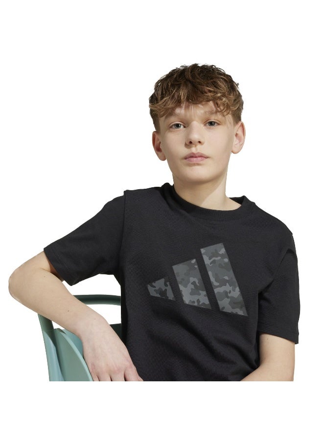 Adidas J Camo T Black Training T-Shirts For Junior 7-8Y - Image 5
