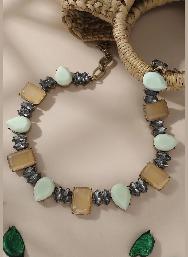 SOHI Gold Plated Designer Stone Party Necklace For Women