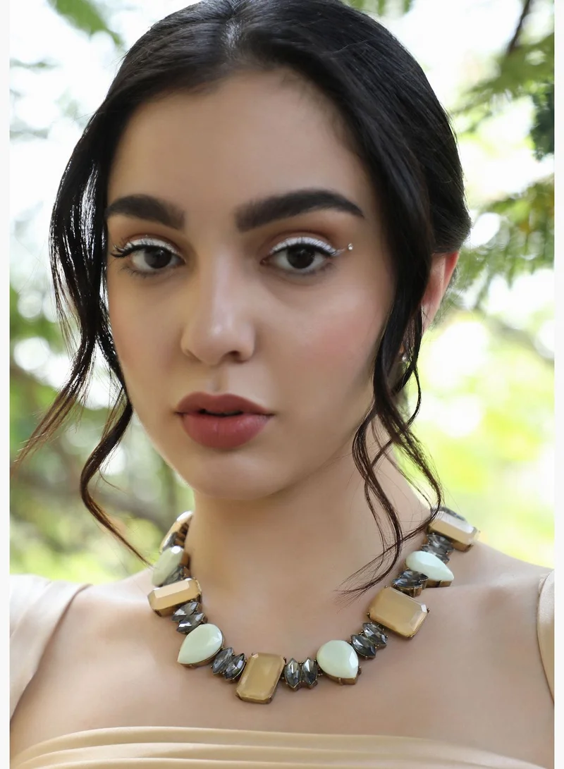 SOHI Gold Plated Designer Stone Party Necklace For Women
