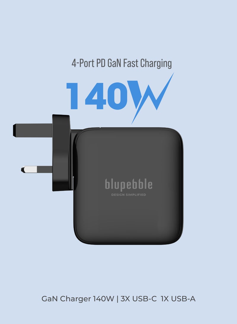 blupebble 140W GaN Fast Charger – 4-Port USB-C PD Power Adapter for Laptop, MacBook, iPhone 16, Samsung & More | Compact Type-C Charging Plug - Image 5