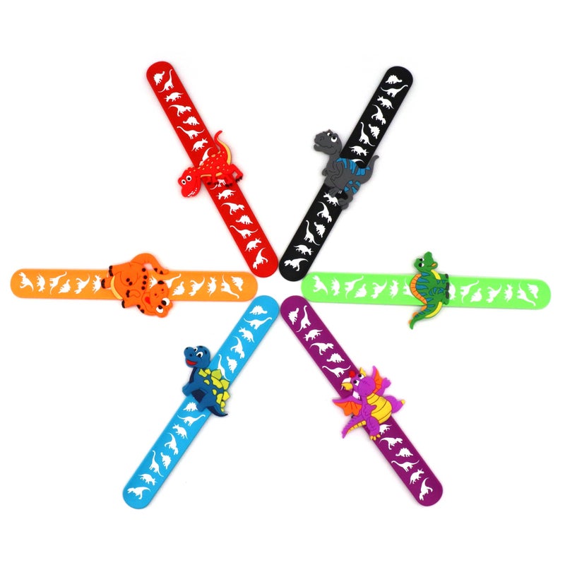 Lochsoel Dinosaur Slap Bracelets- Silicone Wristbands Adjustable Classroom Prizes Carnival Games Birthday Gifts For Adults (6Pack) - Image 3