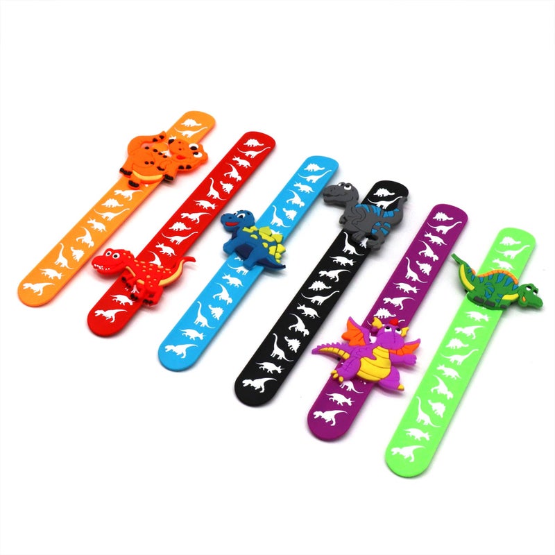 Lochsoel Dinosaur Slap Bracelets- Silicone Wristbands Adjustable Classroom Prizes Carnival Games Birthday Gifts For Adults (6Pack) - Image 2