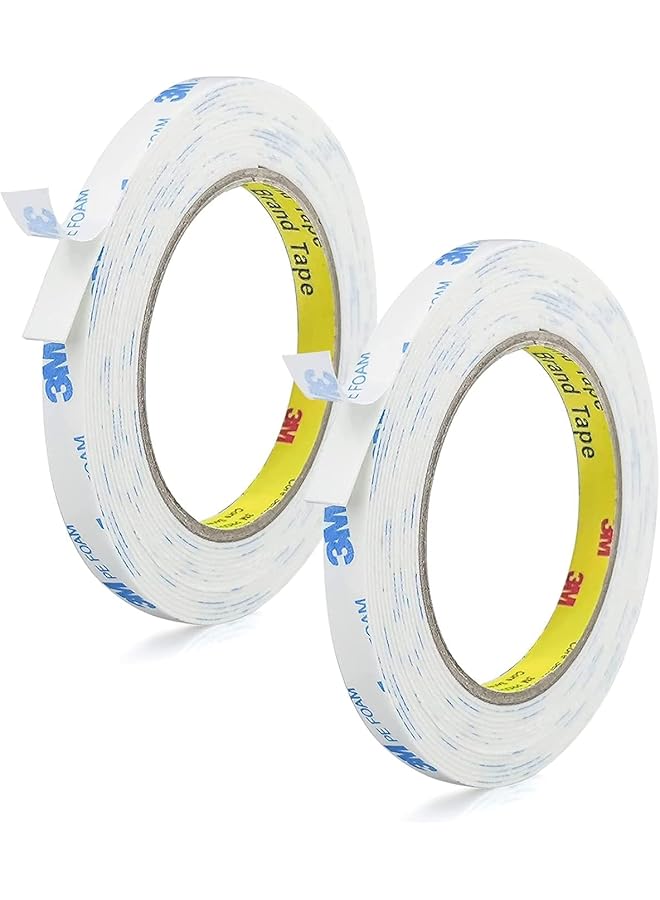 PROMASS promass 2pcs Strongest Double Sided Tape,Waterproof Heavy Duty Mounting Tape Made of 3M PE, Length 9.84 Ft，Width 0.4in, White Strong Adhesive Foam Tape for Walls Decor Picture Strips  - Image 1
