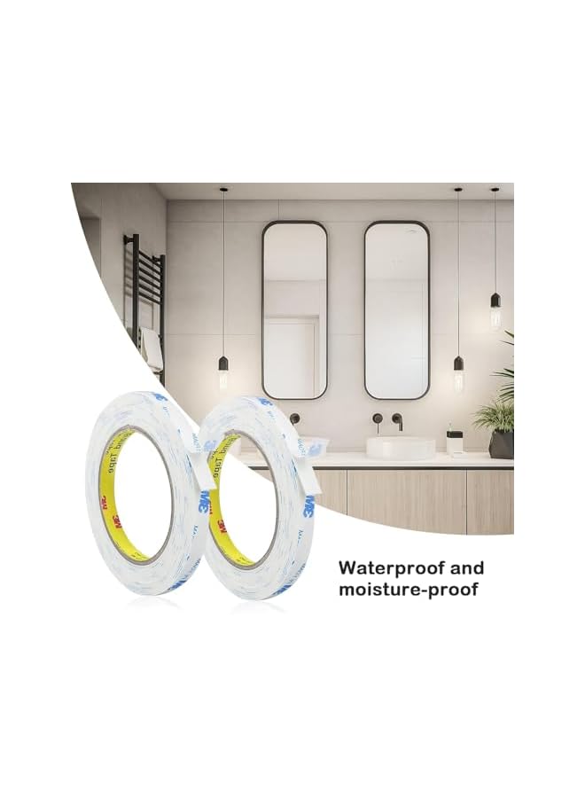 PROMASS promass 2pcs Strongest Double Sided Tape,Waterproof Heavy Duty Mounting Tape Made of 3M PE, Length 9.84 Ft，Width 0.4in, White Strong Adhesive Foam Tape for Walls Decor Picture Strips  - Image 4