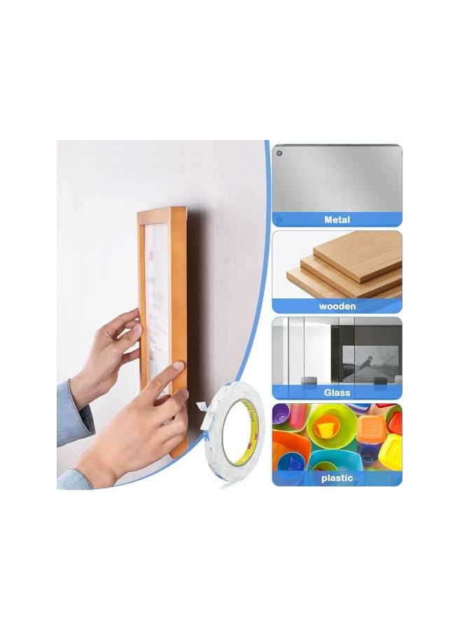 PROMASS promass 2pcs Strongest Double Sided Tape,Waterproof Heavy Duty Mounting Tape Made of 3M PE, Length 9.84 Ft，Width 0.4in, White Strong Adhesive Foam Tape for Walls Decor Picture Strips  - Image 5