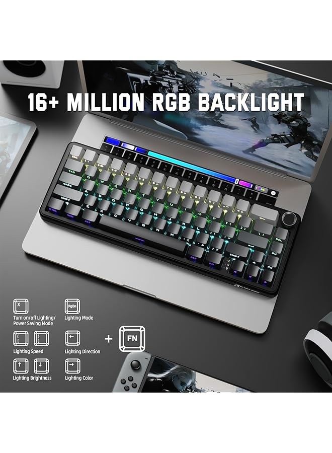 X Attack Shark X66 65% Wireless Mechanical Keyboard With on Hot Swap Rgb Gaming Keyboard 60 Percent Bt/2.4G/Usb C Linear Switch Side Printed Pbt Keycap Moonlit Night - Image 5