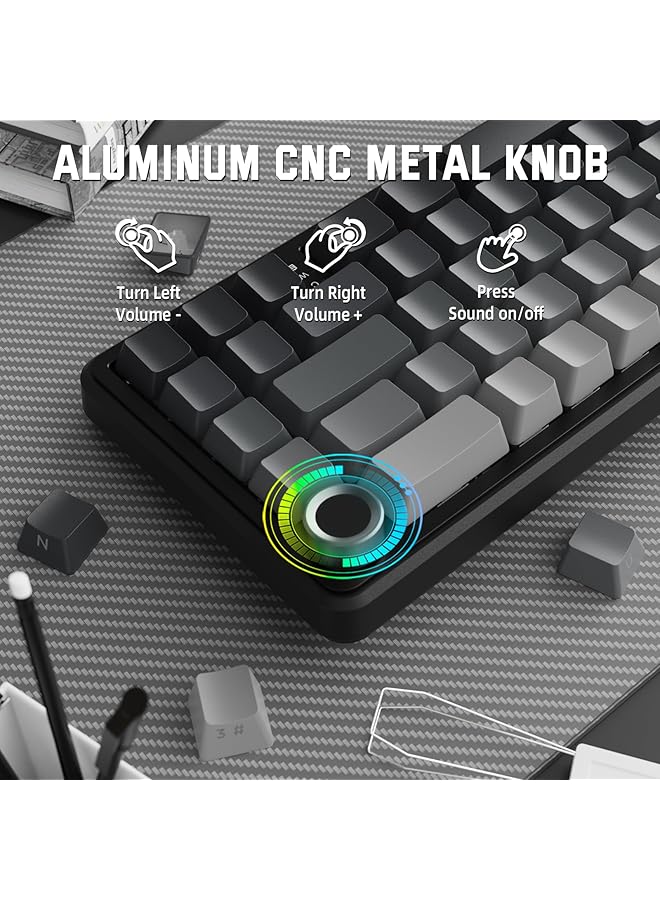 X Attack Shark X66 65% Wireless Mechanical Keyboard With on Hot Swap Rgb Gaming Keyboard 60 Percent Bt/2.4G/Usb C Linear Switch Side Printed Pbt Keycap Moonlit Night - Image 4