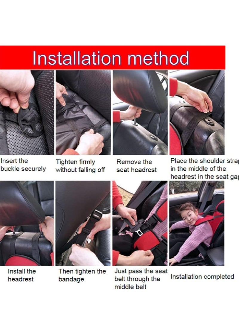 MIXDE Auto Child Safety Seat Simple Car Portable Seat Belt, Little Kids Seat Belt Adjuster,Travel Car Seat with Adjustable Shoulder Straps for Baby Kids 0-12 Years Old - Image 3