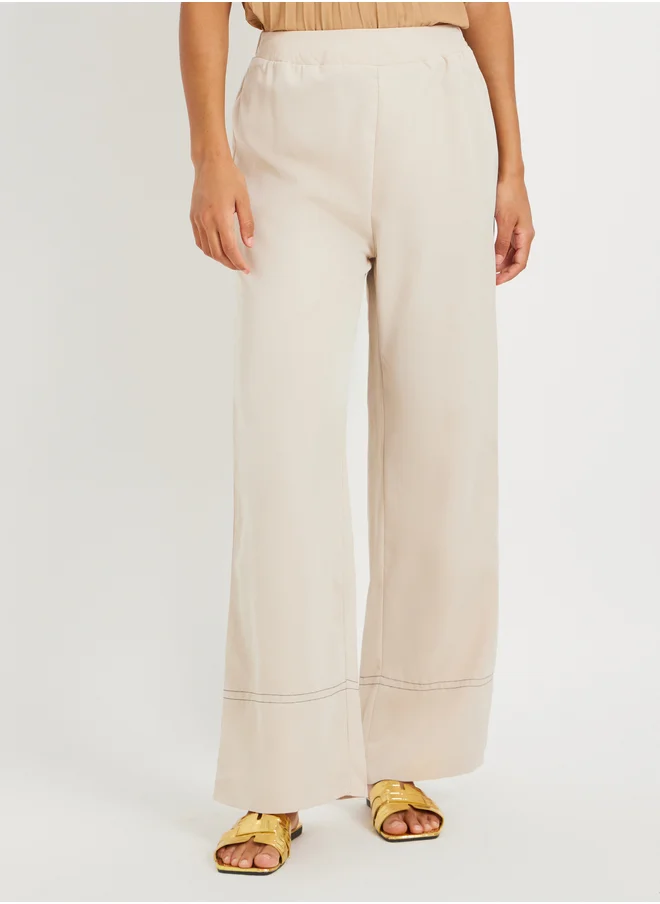 ستايلي Contrast Stitching Loose Fit Pants