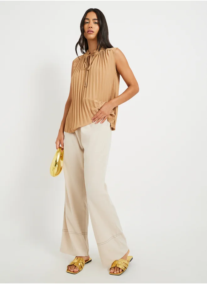 ستايلي Contrast Stitching Loose Fit Pants