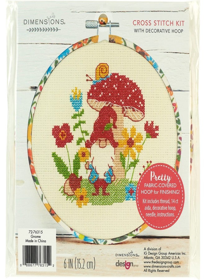 Dimensions 72-76315 Colorful Gnome Counted Cross Stitch Kit for Beginners, 6" D, Multicolor, 5pcs - Image 1