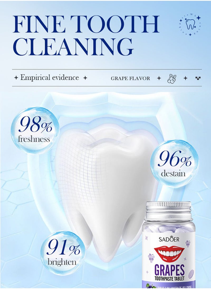 SADOER - Mentha Toothpaste Tablet, 2 in 1 Toothpaste Mouthwash, Natural Teeth Whitening Remineralizing Tablets, Antiplaque Fresh Travel Toothpaste Tabs (30 Tablets) - Image 1