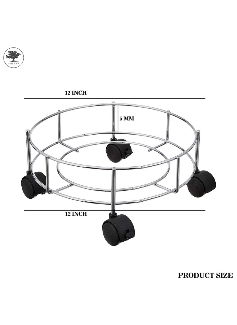 sulfar Sulfar Stainless Steel Gas Cylinder Trolly/LPG Gas Cylinder Stand Trolley with Wheels (Silver) | LPG Gas Cylinder Trolley with 4 Wheels (5mm)  - Image 2