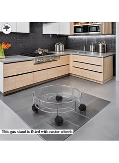 sulfar Sulfar Stainless Steel Gas Cylinder Trolly/LPG Gas Cylinder Stand Trolley with Wheels (Silver) | LPG Gas Cylinder Trolley with 4 Wheels (5mm)  - Image 3