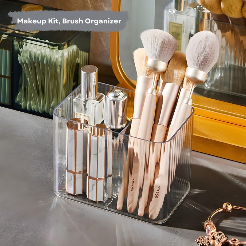 HoopVool® Cosmetic And Makeup Organizer Box, Cotton Swabs Storage with Lid,Makeup Pad Holder, Bathroom Canister Multipurpose Box Divided for Face Brush Pens. (Transparent Heart) - Image 4