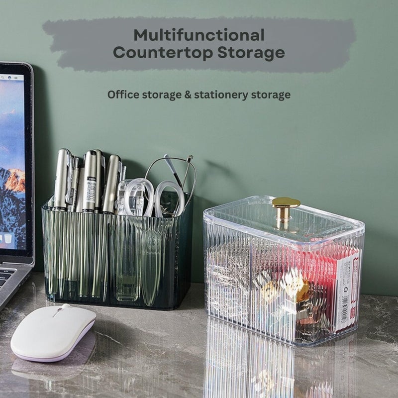 HoopVool® Cosmetic And Makeup Organizer Box, Cotton Swabs Storage with Lid,Makeup Pad Holder, Bathroom Canister Multipurpose Box Divided for Face Brush Pens. (Transparent Heart) - Image 5