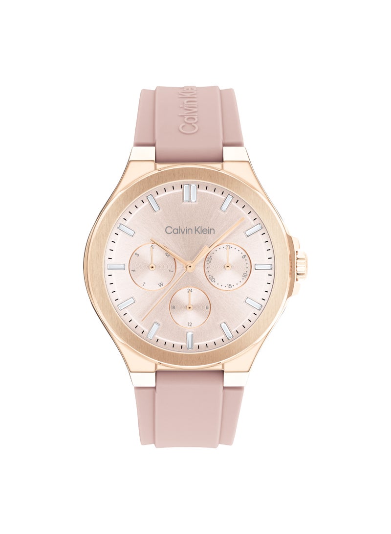 Calvin Klein Analogue Multifunction Quartz Watch for Women VIBRANCY Collection with Blush Silicone Bracelet - 25100108 - Image 4