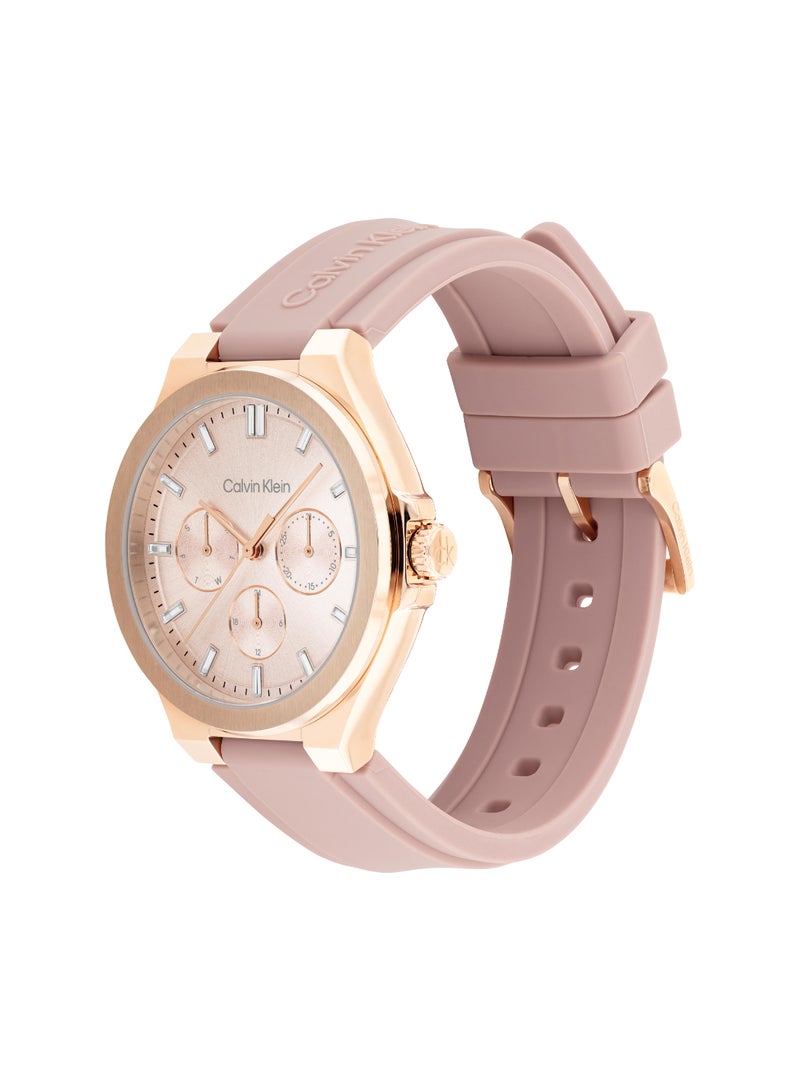 Calvin Klein Analogue Multifunction Quartz Watch for Women VIBRANCY Collection with Blush Silicone Bracelet - 25100108 - Image 3