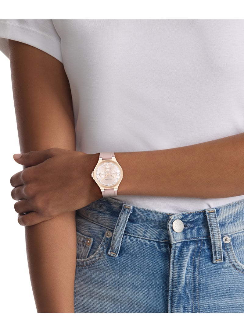Calvin Klein Analogue Multifunction Quartz Watch for Women VIBRANCY Collection with Blush Silicone Bracelet - 25100108 - Image 1
